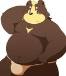 2016 96tning anthro bear belly blush brown_fur bulge clothing fur humanoid_hands male mammal moobs navel overweight overweight_male simple_background solo underwear white_background 