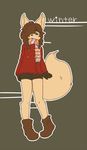  blue_eyes boots brown_hair female hair kemono long_hair powderkona scarf winter 