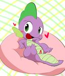  &lt;3 animal_genitalia blush cloaca cub dragon erection friendship_is_magic green_eyes m@rt male my_little_pony penis pillow scalie slit small_penis solo spike_(mlp) young 