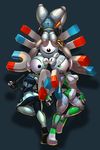  2014 ambiguous_gender anthro big_breasts blue_eyes blush breasts elpatrixf female green_eyes hi_res looking_at_viewer magnemite magnet magneton metal navel nintendo pok&eacute;mon pok&eacute;morph pussy red_eyes solo video_games 