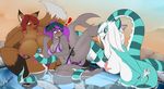  anthro bagelcollector big_breasts bikini breasts canine chubby clothed clothing female fish fox group hair lipstick long_hair long_tail mammal marine milf mother navel nipples open_mouth parent piercing pussy red_fox shark skimpy smile surprise swimsuit syigra teal_seas tentacles tina water 