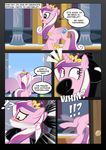  2014 ?! blush cloak comic crown cutie_mark dialogue english_text equine female friendship_is_magic gag glowing glowing_eyes gold hair horn inside mammal multicolored_hair my_little_pony princess_cadance_(mlp) purple_eyes radiantrealm text white_eyes winged_unicorn wings 
