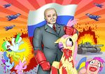  2014 aircraft airplane ambiguous_gender blonde_hair blood blue_hair curtsibling equine explosion female fighter_jet flag fluttershy_(mlp) friendship_is_magic fur green_hair hair horse human jet male mammal my_little_pony necktie patriotism pink_fur pink_hair politics pony president purple_hair russia suit tank ukraine vladimir_putin white_fur yellow_fur 