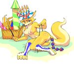  anal_beads anthro bikini breasts canine clothed clothing female fox half-dressed hat kaboozey looking_at_viewer lt._fox_vixen mammal pussy pussy_juice saliva sex_toy smile solo squirrel_and_hedgehog swimsuit topless 