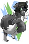  anthro big_butt border_collie butt canine chubby clothing dog female heterochromia looking_at_viewer mammal nyaoni raised_tail shy solo sonya thong voluptuous 
