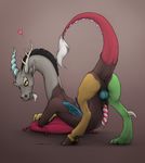  &lt;3 2014 anus backsack balls butt discord_(mlp) draconequus ecmajor erection friendship_is_magic horn looking_at_viewer looking_back male my_little_pony penis pillow precum presenting presenting_hindquarters raised_tail solo striped_penis wings 