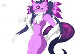  blush carbuncle female fur jewelry looking_at_viewer plain_background purple_fur puzzle_&amp;_dragons solo spicyocean video_games white_background 