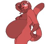  areola big_nose breasts female fur hair jinash looking_at_viewer mammal nipples nude pregnant red_fur red_hair red_panda solo 
