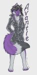  2014 ambiguous_gender anthro avantle blue_eyes bushycat canine clothing fennec fluffy_tail fox fur looking_at_viewer mammal purple_fur smile solo 