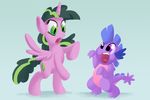  2014 body_swap cutie_mark docwario dragon equine fangs female friendship_is_magic green_eyes green_hair hair horn male mammal my_little_pony purple_eyes scalie slit_pupils spike_(mlp) twilight_sparkle_(mlp) two_tone_hair winged_unicorn wings 