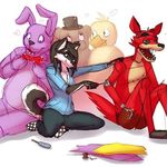  animatronic anthro avian bear bird bonnie_(fnaf) bow_tie canine chica_(fnaf) chicken dog female five_nights_at_freddy&#039;s fivel fox foxy_(fnaf) freddy_(fnaf) group hat hoodie hook_hand husky lagomorph machine mammal mechanical rabbit robot screwdriver sparx_traxx tools vans 