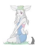  2014 bandanna braided_hair clothed clothing colored female hair lagomorph looking_at_viewer mammal overalls plain_background rabbit regalweasel smile solo white_background 