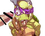  anthro belt blood bruise censored crying cum cum_on_arm cum_on_face cum_string disembodied_hand disembodied_penis donatello_(tmnt) duo erection gay green_skin h10z humanoid_penis male mask messy mutant open_mouth penis plain_background red_eyes reptile scales scalie tears teenage_mutant_ninja_turtles teeth tongue tongue_out turtle vein veiny_penis white_background wounded 