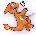  2014 ?! anthro blue_eyes blush charmeleon claws cum cumshot doneru fire male nintendo open_mouth orange_body orgasm penis pok&eacute;mon red_penis solo sweat tongue tongue_out video_games 