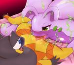  2014 blush dragon duo fellatio female feral goodra green_eyes heliolisk interspecies lizard male nintendo open_mouth oral penis pok&eacute;mon reptile scalie sex slime straight vcrow_shuu video_games 