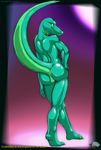  anthro anus codelizard female green_skin muscles muscular_female nikkyvix pussy scalie solo yellow_eyes 
