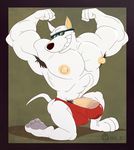  abs anthro anti_dev armpit_hair arnold_the_pitbull big_penis bodybuilder boxers bulge canine clothing cum dog erection eyewear flexing hyper hyper_penis male mammal muscles pawpads paws penis pubes solo sunglasses tiny_toon_adventures underwear warner_brothers 