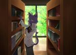  black_fur book cat clothing feline fur library male mammal morenatsu shin_kuroi solo 銀次 