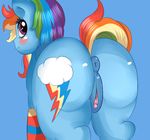  2014 anus blue_background blue_fur blush butt cbatie11 clitoris cutie_mark equine female feral friendship_is_magic fur hair horse mammal multicolored_hair my_little_pony plain_background pony purple_eyes pussy rainbow_dash_(mlp) rainbow_hair rainbow_socks socks solo 