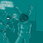  anthro bonnie_(fnaf) canine duo english_text five_nights_at_freddy&#039;s five_nights_at_freddy&#039;s_2 fox foxy_(fnaf) humor lagomorph machine male mammal mechanical rabbit robot text 