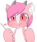  &lt;3 anthro berseepon09 cute dragon eating female hair holding horn loli_dragon_(character) mouth_closed pink_eyes pink_hair pink_skin plain_background solo young 