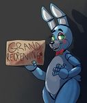  anthro bow english_text five_nights_at_freddy&#039;s five_nights_at_freddy&#039;s_2 green_eyes lagomorph looking_at_viewer machine male mammal mechanical rabbit robot sign solo text toy_bonnie_(fnaf) tsrings 