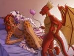  bed bedroom big_breasts bisexual blue_eyes breast_squish breasts breasts_frottage brown_eyes butt diamond_(character) dragon equine female giraffe group group_sex hooves horn inside kadath knot lesbian male mammal on_bed open_mouth penis pillow pussy pussy_juice puzzle_(character) sex straight threesome tongue tongue_out wings zebra 