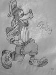  anthro canine disney dog goofy greyscale kingdom_hearts male mammal monochrome pencil_(artwork) shoes sketch traditional_media_(artwork) 