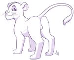  2014 anus aogami backsack balls child cub disney feline feral lion looking_back male mammal plain_background quadruped raised_tail rear_view signature simba smile solo standing the_lion_king white_background young 
