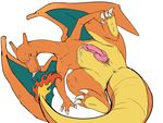 anus blush charizard claws cum dragon dragon_cock feral fire hi_res male nintendo penis plain_background pok&eacute;mon scalie shadowprints solo toe_claws tongue tongue_out video_games white_background wings 