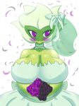  2014 anthro big_breasts blush breasts clothed clothing dress female flora_fauna flower jcdr looking_away nintendo plant pok&eacute;mon purple_eyes roserade solo standing video_games wedding_dress 