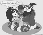  anthro bulge chen_stormstout clothed clothing cub duo female greyscale lili_stormstout male monochrome mugsy pandaren size_difference video_games warcraft world_of_warcraft young 