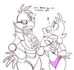  ! 2014 animatronic anthro avian bib bird chica_(fnaf) chicken clothing dialogue digital_drawing_(artwork) duo female five_nights_at_freddy&#039;s five_nights_at_freddy&#039;s_2 kayla-na machine mechanical panties robot toy_chica_(fnaf) underwear 