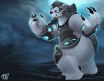  armor bear blue_eyes fur male mammal outside overweight polar_bear rudragon solo volibear white_fur 