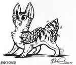  2014 ambiguous_gender avian big_eyes bird canine corgi cute dog feral gryphon hybrid idess mammal owl screep sketch solo wings 