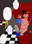  animatronic anthro big_penis blush brown_eyes color comic dark_background digital_media_(artwork) discordmelody duo_focus erection eye_patch eyewear female five_nights_at_freddy&#039;s foxy_(fnaf) freckles girly golden_freddy group hair hair_over_eyes handjob jasmine_ivory machine male mammal mechanical metal peeping penis red_hair robot rodent security spying squirrel yellow_eyes 