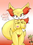  angry anthro areola big_breasts breasts brown_fur canine chespin duo female fennekin fluffy_tail fox fur looking_at_viewer mammal nintendo nipples pok&eacute;mon pubes red_eyes red_fur solo_focus text theoretical-chaos video_games white_fur yellow_fur 