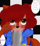  animatronic anthro blush brown_eyes color comic cute dark_background discordmelody disembodied_penis duo english_text fellatio female five_nights_at_freddy&#039;s foxy_(fnaf) freckles hair jasmine_ivory machine male mammal mechanical metal oral penis red_hair robot rodent security sex squirrel text thick_penis 