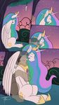  2014 crown equine female feral freckles_(artist) friendship_is_magic horn horse king_sombra_(mlp) male mammal my_little_pony princess_celestia_(mlp) sad sitting unicorn winged_unicorn wings 