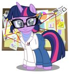  2014 alpha_channel bedroom_eyes equine eyewear female feral friendship_is_magic glasses hair hair_bun horn lab_coat looking_at_viewer mammal messy_hair my_little_pony pen pencil pie_chart pixelkitties plain_background purple_eyes purple_hair scientist solo standing transparent_background twilight_sparkle_(mlp) unicorn wings 