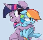  2014 blue_fur cute duo equine female feral friendship_is_magic fur hair horn hug mammal mistydash multicolored_hair my_little_pony pegasus plain_background purple_fur rainbow_dash_(mlp) rainbow_hair twilight_sparkle_(mlp) unicorn wings 