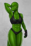  abs anthro breasts cleavage clothed clothing dinosaur female flexing green_skin kostos_art muscles muscular_female non-mammal_breasts panties pose reptile scalie solo underwear 