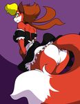  anthro big_butt blonde_hair breasts brown_hair butt butt_heart cainesart canine carmesi clothing female fluffy_tail fox frown fur green_eyes hair las_lindas looking_back maid maid_uniform mammal pussy red_fur side_boob skirt solo underwear upskirt white_fur 