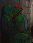  against_wall anthro belt biceps brothers duo eyes_closed gay green_skin holding incest kissing legs_up leonardo_(tmnt) male mask muscles mutant ninja pads pose raphael_(tmnt) reptile scales scalie sibling sneefee standing teenage_mutant_ninja_turtles toned turtle 