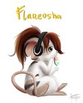  auburn_hair candy eating female feral hair headphones kuruka mammal mouse plain_background rodent sitting solo transformice video_games white_background 