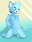  balls cat chickenboii cum cum_on_balls cum_on_face cum_on_self erection feline gumball_watterson male mammal nude penis solo the_amazing_world_of_gumball uncut young 