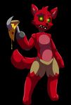  anthro black_nose five_nights_at_freddy&#039;s food foxy_(fnaf) glowing hook male munks pizza plain_background solo standing teeth yellow_eyes 