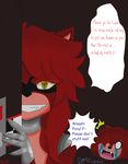  animatronic anthro brown_eyes color comic crying cute dark_background discordmelody female five_nights_at_freddy&#039;s foxy_(fnaf) freckles hair hair_over_eye jasmine_ivory machine mammal mechanical red_hair robot rodent scared security smirk squirrel tears teeth worried yellow_eyes 