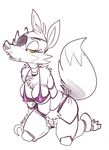  2014 animatronic anthro bra breasts canine cleavage clothed clothing crossgender digital_drawing_(artwork) eye_patch eyewear female five_nights_at_freddy&#039;s fox foxy_(fnaf) hybrid kayla-na looking_at_viewer machine mammal mechanical robot solo underwear 