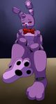  anthro bonnie_(fnaf) bow_tie female five_nights_at_freddy&#039;s foot_fetish foot_focus lagomorph looking_down machine mammal mechanical munks open_mouth pawpads paws rabbit robot 